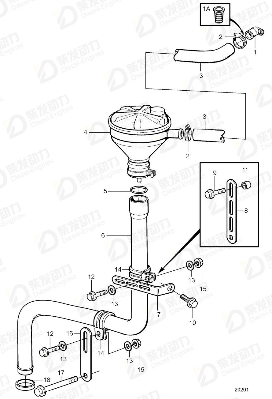 volvo penta Breather pipe 3825015 Drawing volvo penta Breather pipe 3825015 Drawing